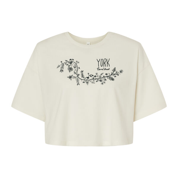 Black Floral - Women's Garment-Dye Crop T-Shirt Thumbnail